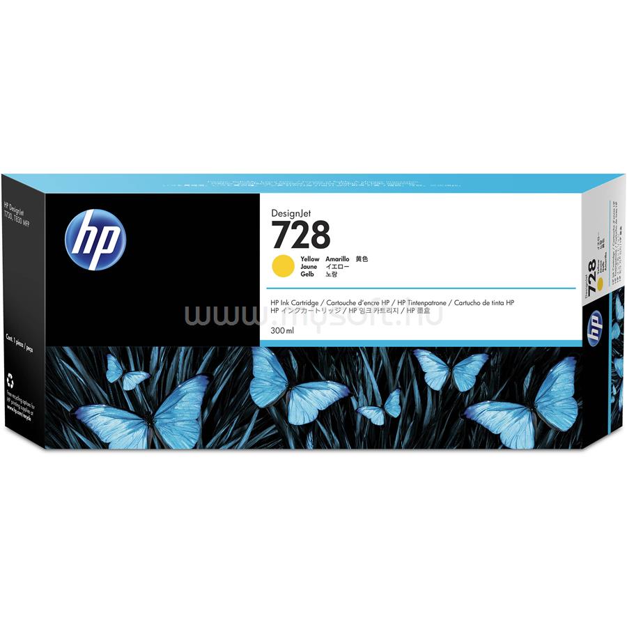 HP 728 Eredeti sárga DesignJet tintapatron (300ml)