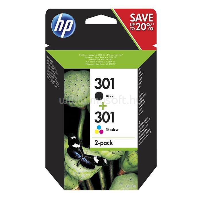 HP 301 Eredeti fekete/háromszínű multipakk tintapatronok (1x190 oldal/1x165 oldal)