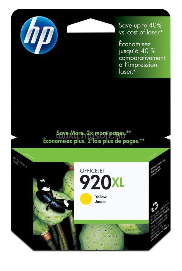 HP 920XL Eredeti sárga nagy kapacitású tintapatron (700 oldal)