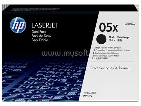 HP 05X 2 darabos nagy kapacitású fekete LaserJet tonerkazetták
