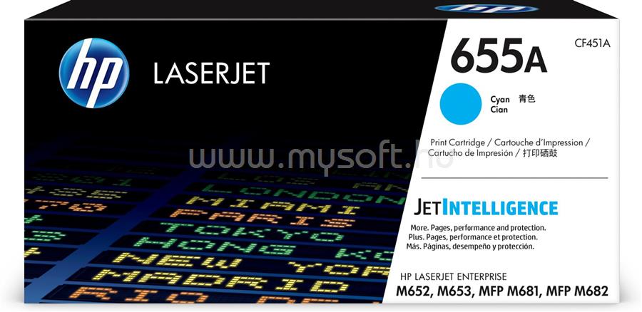 HP 655A Eredeti cián LaserJet tonerkazetta (10 500 oldal)