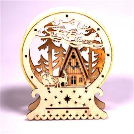 IRIS Félkör keretes karácsonyi ház 15x18x4,5cm/meleg fehér LED-es fa fénydekoráció IRIS_308-01 small