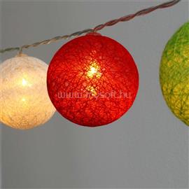 IRIS Gömb alakú 6cm/színes fonott/1,5m/piros-fehér-zöld/10db LED-es/USB-s fénydekoráció IRIS_104-16 small
