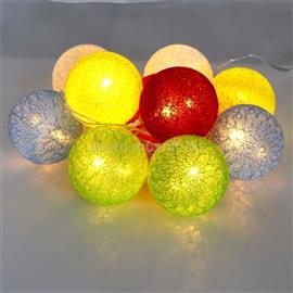 IRIS Gömb alakú 6cm/színes fonott/1,5m/több színű/10db LED-es/USB-s fénydekoráció IRIS_104-09 small