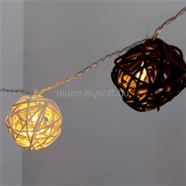 IRIS Gömb alakú fonott/rattan/4m/fehér + barna/20db LED-es/3xAA elemes fénydekoráció IRIS_101-05 small