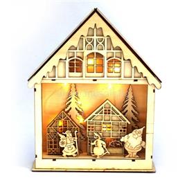 IRIS Karácsonyi ház alakú 23,5x29cm/meleg fehér LED-es fa fénydekoráció IRIS_308-03 small