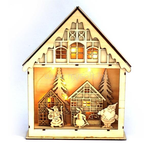 IRIS Karácsonyi ház alakú 23,5x29cm/meleg fehér LED-es fa fénydekoráció