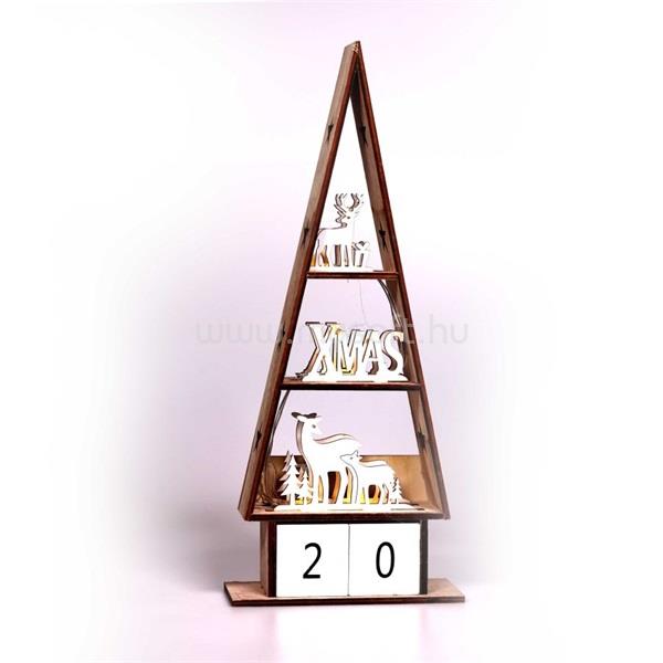 IRIS Karácsonyi ház alakú napi számlálós/16x38x6cm/meleg fehér LED-es fa fénydekoráció
