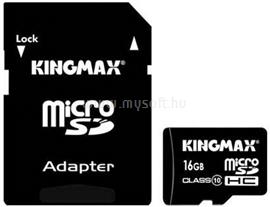 KINGMAX Pro MicroSDHC memóriakártya 16GB, Class10, UHS1 + adapter KM16GMCSDUHSP1A-1 small