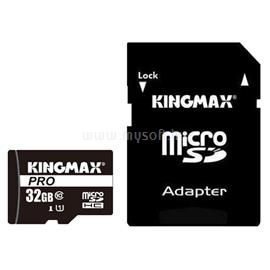 KINGMAX Pro MicroSDHC memóriakártya 32GB, Class10, UHS1 + adapter KM32GMCSDUHSP1A-1 small