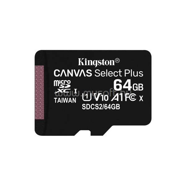 KINGSTON Canvas Select Plus MicroSDXC memóriakártya 64GB, Class10