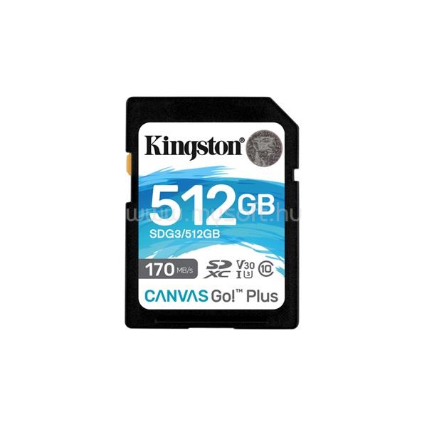 KINGSTON SDXC memória kártya 512GB Class 10 UHS-I U3 (170/90) Canvas Go! Plus