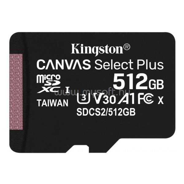 KINGSTON Canvas Select Plus MicroSDXC memóriakártya 512GB, Class10