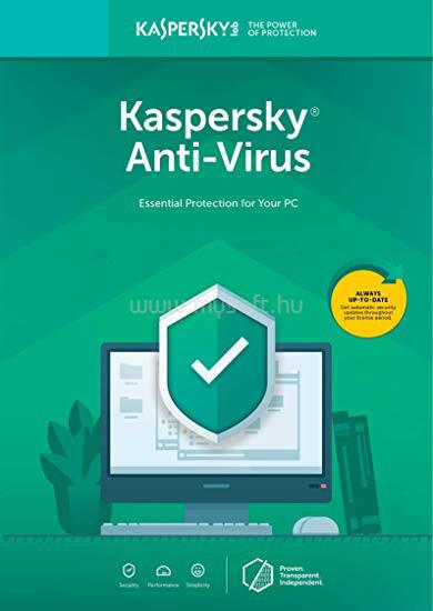KASPERSKY Antivirus HUN 2 felhasználó/1 év vírusirtó szoftver (e-licenc)