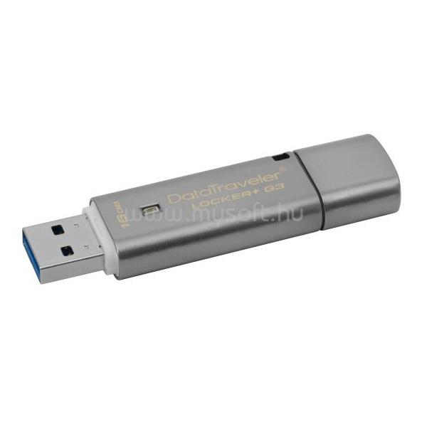 KINGSTON DataTraveler Locker+ G3 Titkosított Pendrive 16GB USB3.0 (fém)