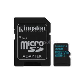 KINGSTON Canvas Go MicroSDHC memóriakártya 32GB, Class10, UHS-I U3 + Adapter SDCG2/32GB small