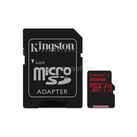 KINGSTON Canvas React MicroSDXC memóriakártya 256GB UHS-I U3 + adapter SDCR/256GB small