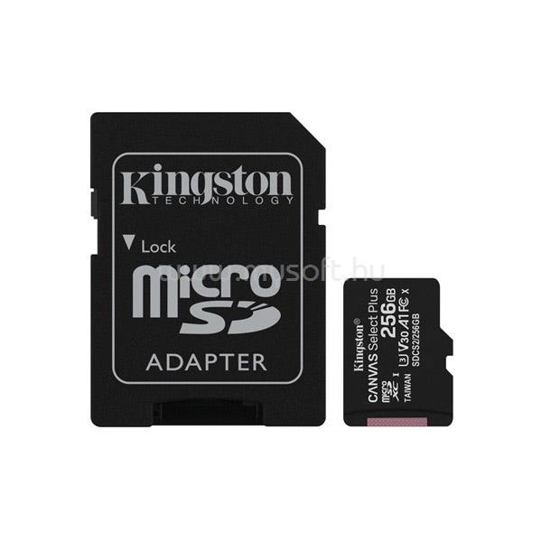 KINGSTON Canvas Select Plus MicroSDXC memóriakártya 256GB + adapter