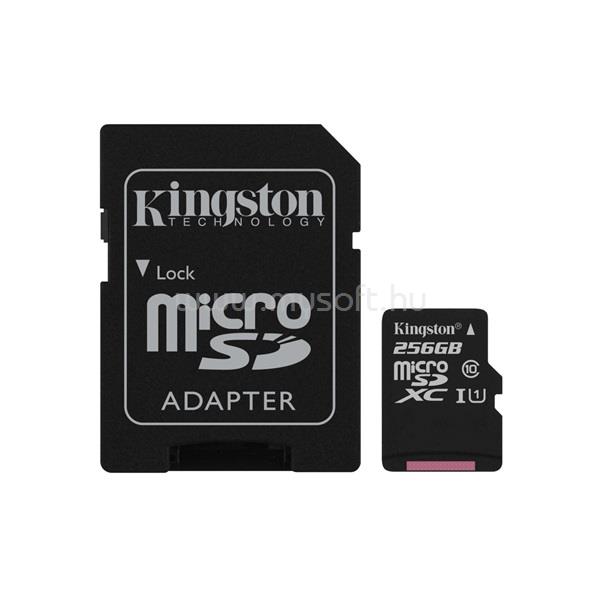 KINGSTON Canvas Select MicroSDXC memóriakártya 256GB, Class10, UHS-I U1 + adapter