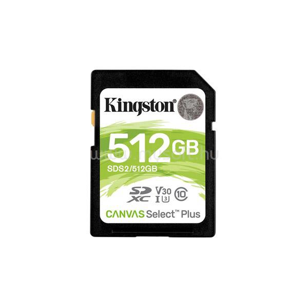 KINGSTON Memóriakártya SDXC 512GB Canvas Select Plus 100R C10 UHS-I U3 V30