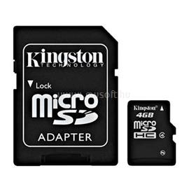 KINGSTON Memóriakártya MicroSDHC Everyday 4GB CLASS 4 + Adapter SDC4/4GB small