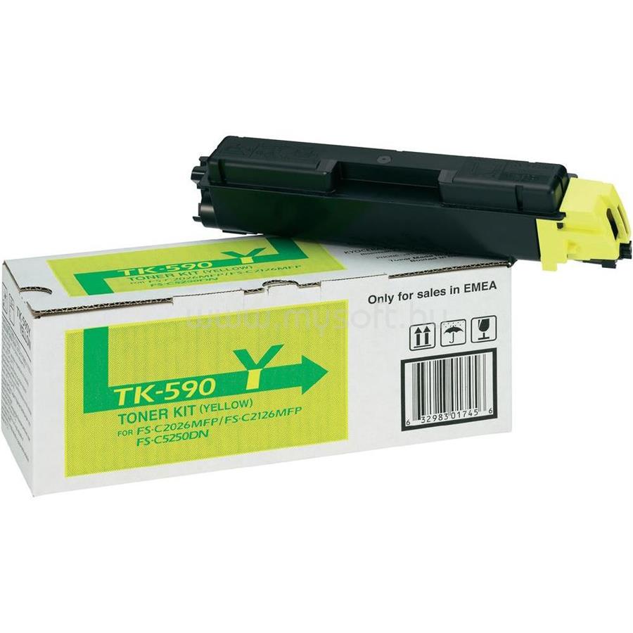 KYOCERA TK-590Y Toner Yellow P6026cdn/FS-C5250DN, FS-C2026/C2126MFP/C2526MFP/C2626MFP, M6026cdn/M6026cidn/M6526cdn/M6526cidn (5 000 oldal)