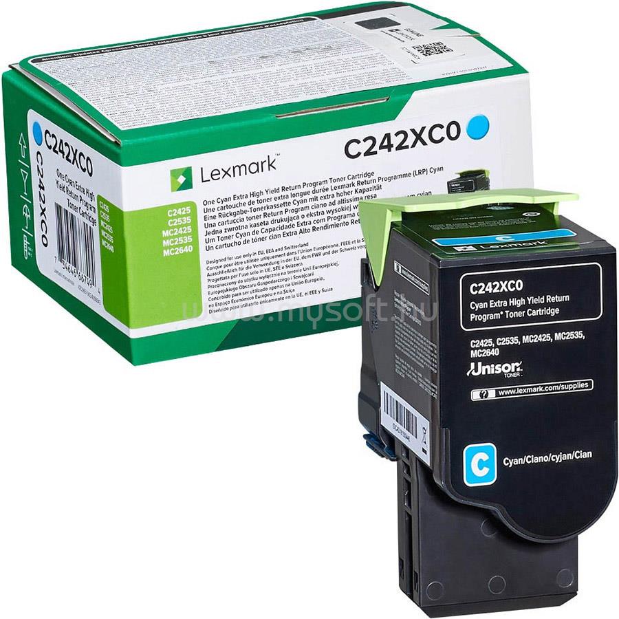 LEXMARK C242XC0 extranagy kapacitású festékkazetta (ciánkék)
