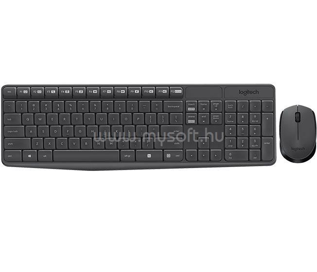 LOGITECH MK235 vezeték nélküli billentyűzet + egér angol lokalizáció (szürke)