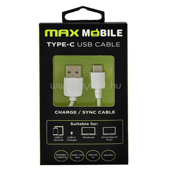 MAX MOBILE TYPE C 1m USB 2.0 fehér adatkábel
