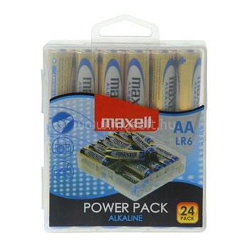 MAXELL Alkálielem Power Pack LR-6 AA 24db-os visszazárható átlátszó műanyag dobozban