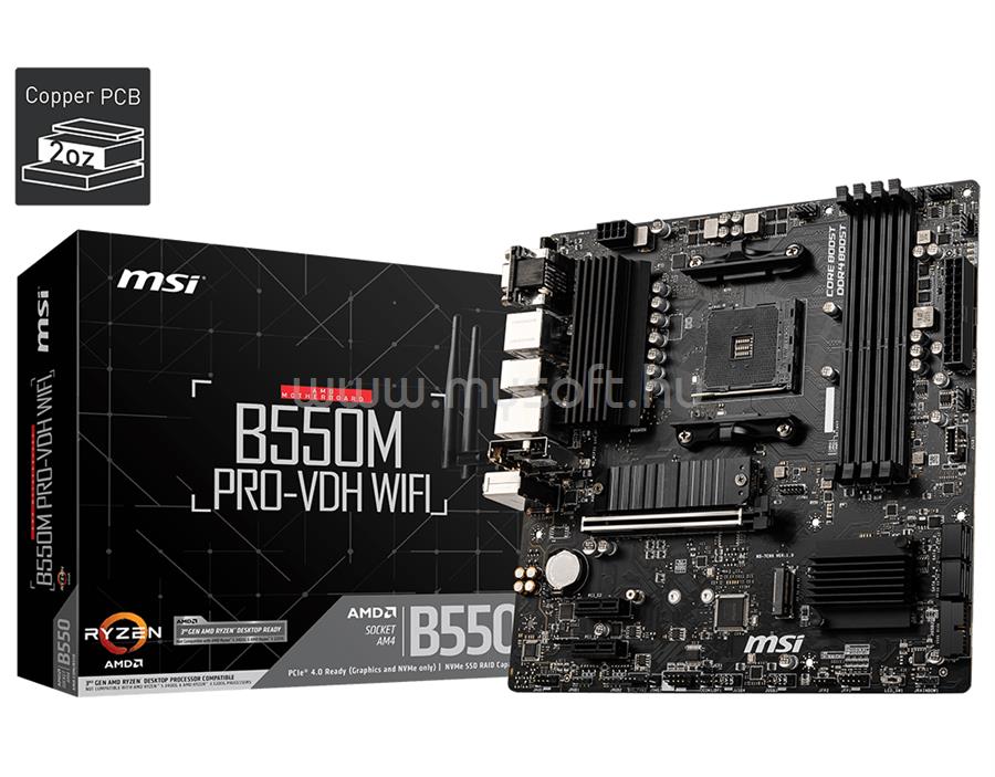 MSI alaplap B550M PRO-VDH WIFI (AM4, mATX)