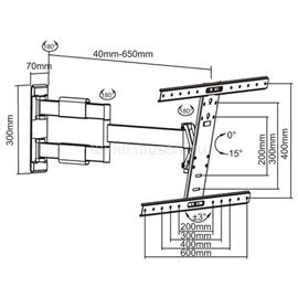 MULTIBRACKETS fali rögzítő Flexarm Thin, karos, dönthető, forgatható, 37-55