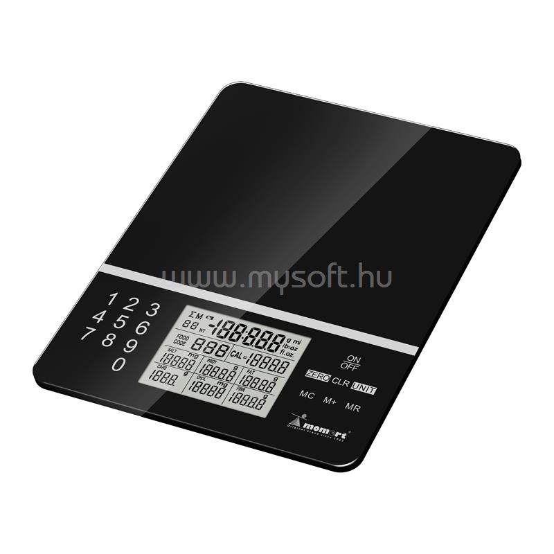 MOMERT 6846 fekete elektronikus konyhamérleg kalóriaszámító funkcióval