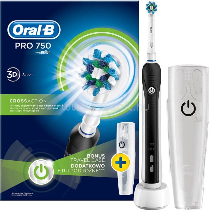 ORAL-B Oral-B PRO 750 Cross Action fejjel fehér elektromos fogkefe + útitok