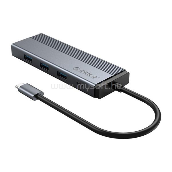 ORICO Notebook Dokkoló - 5SXRJ-GY/94/ (Bemenet: USB-C, Kimenet: 3xUSB-A/RJ-45/USB-C PD, sötétszürke)
