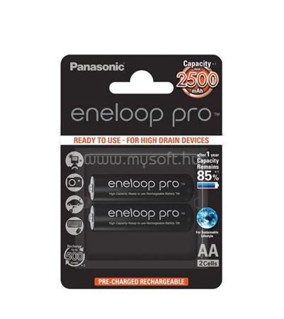 PANASONIC Tölthető elem, AA ceruza, 2x2500 mAh, előtöltött, "Eneloop Pro"