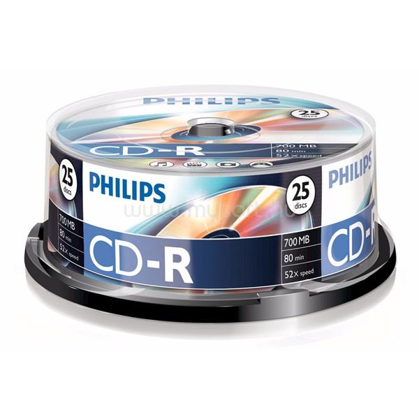 PHILIPS CD-R80CB 52x cake box lemez 25db/csomag