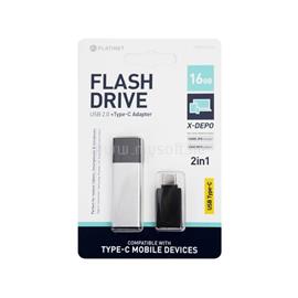 PLATINET X-Depo Pendrive 16GB USB2.0 (ezüst,Type-C átalakító) PMFEC16S small