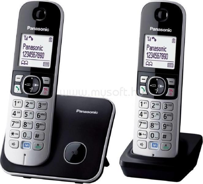 PANASONIC KX-TG6812PDB DUO fehér háttérvil. kihangosítható hívóazonosítós fekete dect telefon