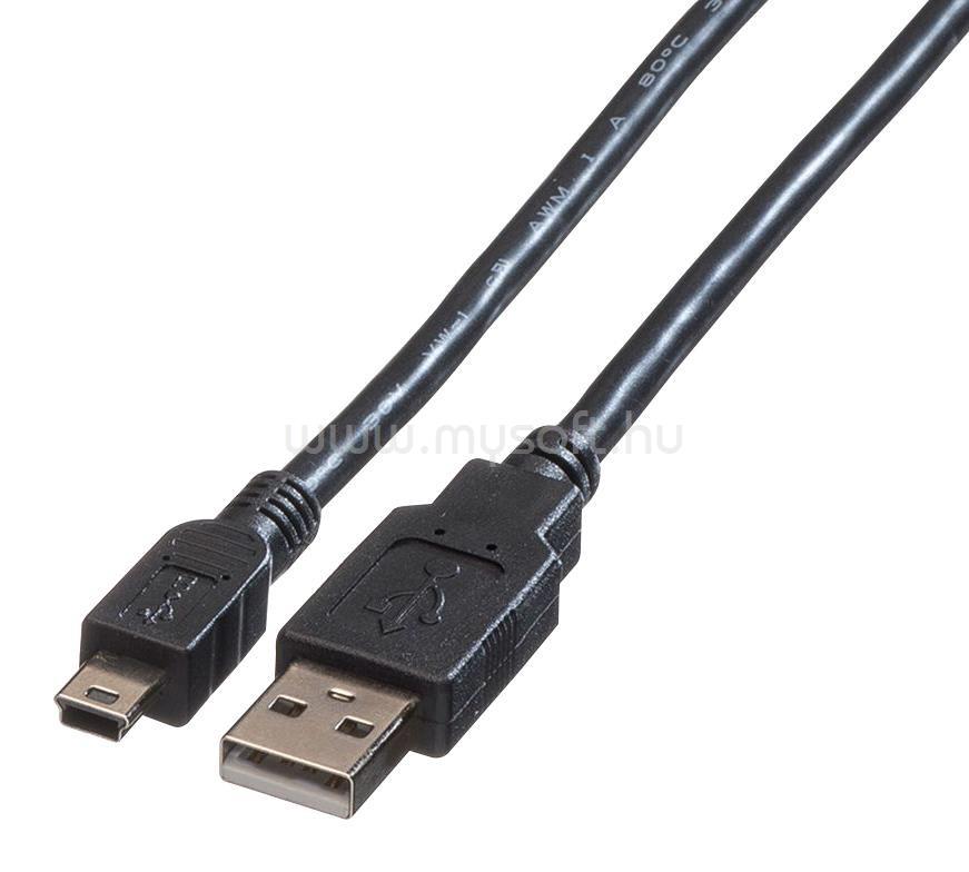 ROLINE kábel USB A - mini 5 PIN 1.8m, Összekötő