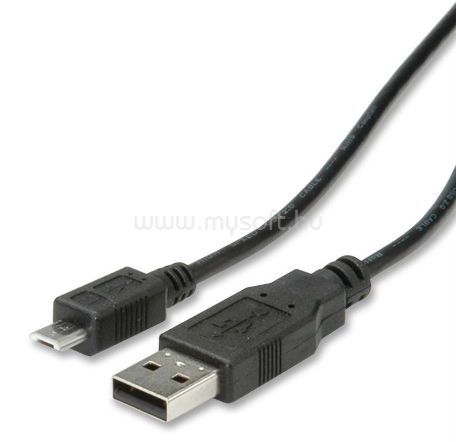 ROLINE kábel USB A Male to MicroUSB B Male 0,8m