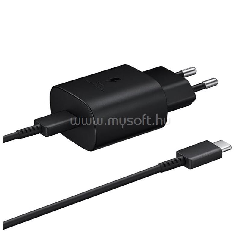 SAMSUNG hálózati töltő Type-C aljzat 25W, PD gyorstöltő 3.0 + Type-C kábel, FEKETE