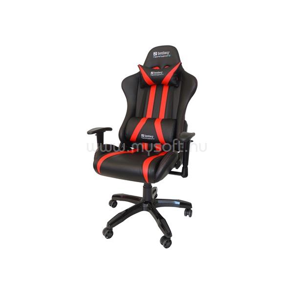 SANDBERG Gamer szék - Commander Gaming Chair (állítható dőlés/magasság; párnázott kartámasz; PU+szövet; max.150kg-ig)