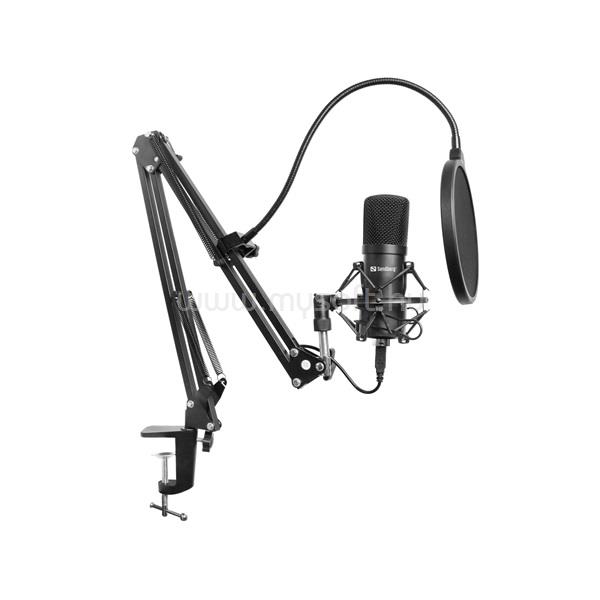 SANDBERG Streamer USB Microphone Kit (fekete; USB; Pop-filter; lökés-csillapító; állítható asztali tartókar)