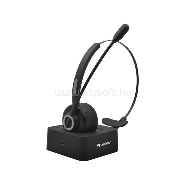 SANDBERG Bluetooth Office Headset Pro (Bluetooth 5.0; mikrofon; hangerő szabályzó; fekete)