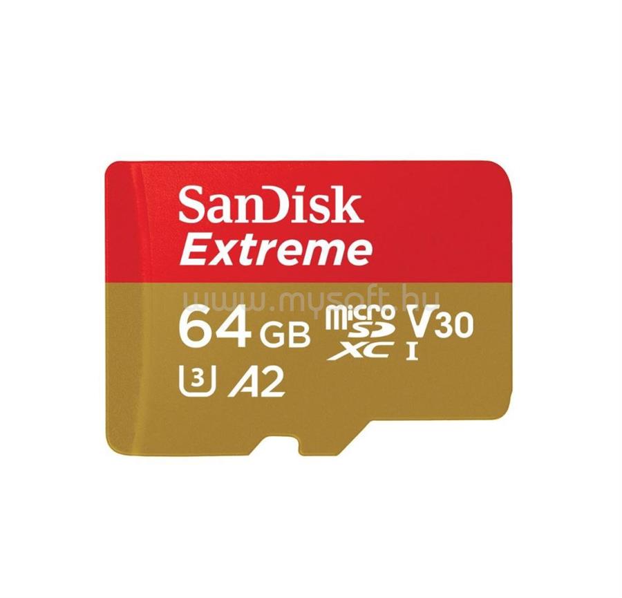 SANDISK 64GB microSDXC Extreme V30 U3 A2 + adapter  (SDSQXA2-064G-GN6MA/183505)
