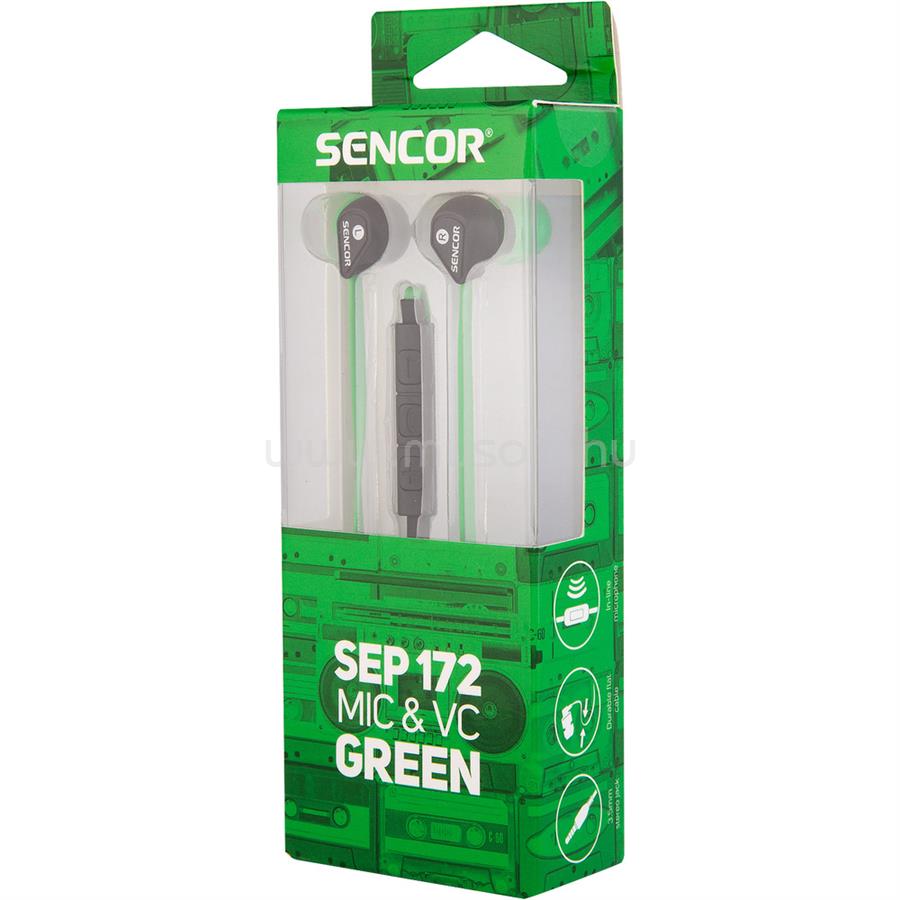 SENCOR SEP 172 zöld mikrofonos fülhallgató