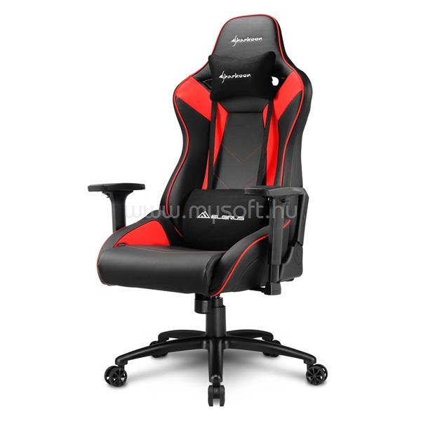 SHARKOON Gamer szék - Elbrus 3 Black/Red (állítható magasság; állítható kartámasz; műbőr; acél talp; 150kg-ig)