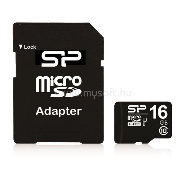SILICON POWER MicroSDHC memóriakártya 16GB. Class10 + adapter