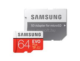 SAMSUNG Memóriakártya MicroSDHC 64GB EVOPLUS CLASS 10, UHS-1 Grade1, + Adapter, R100/W20 MB-MC64HA/EU small